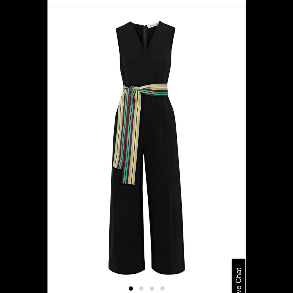 Diane Von Furstenberg crepe jumpsuit w/ satin belt